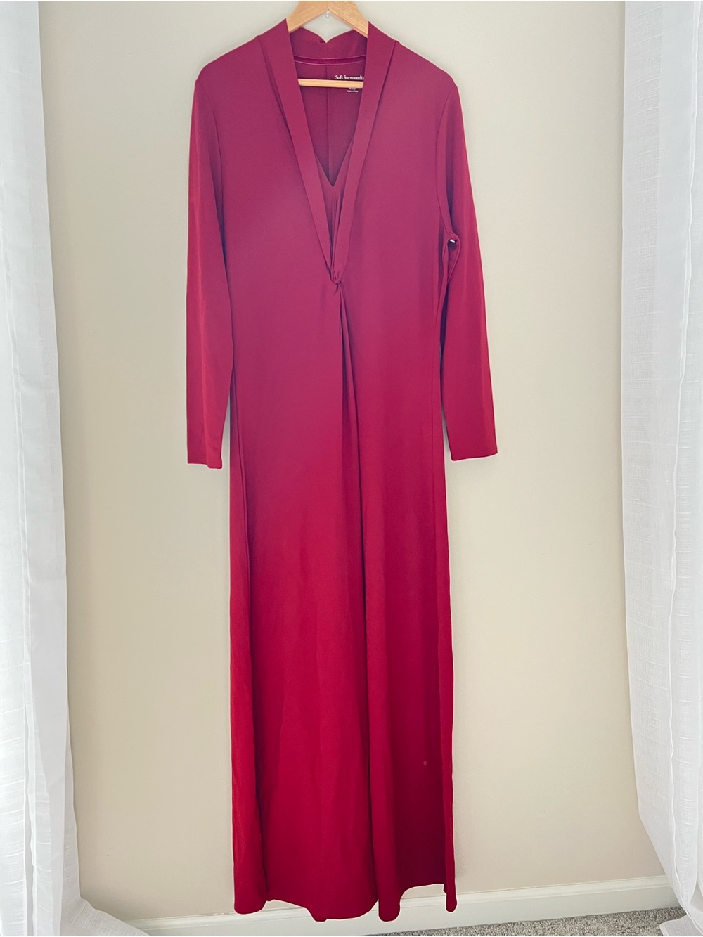 Soft Surroundings Lagia Red Dahlia Ponte Knit Minimalist Long Maxi Dress Size XL - Picture 2 of 10
